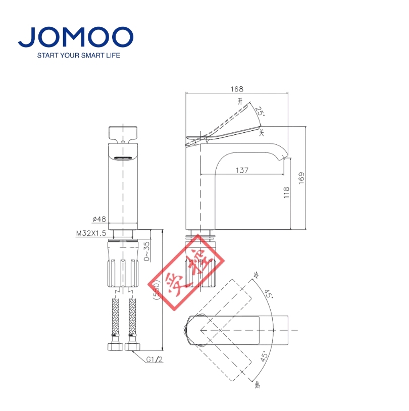 32405-673/HAS Vòi Lavabo Rửa Tay Nóng Lạnh Jomoo - Ảnh 2