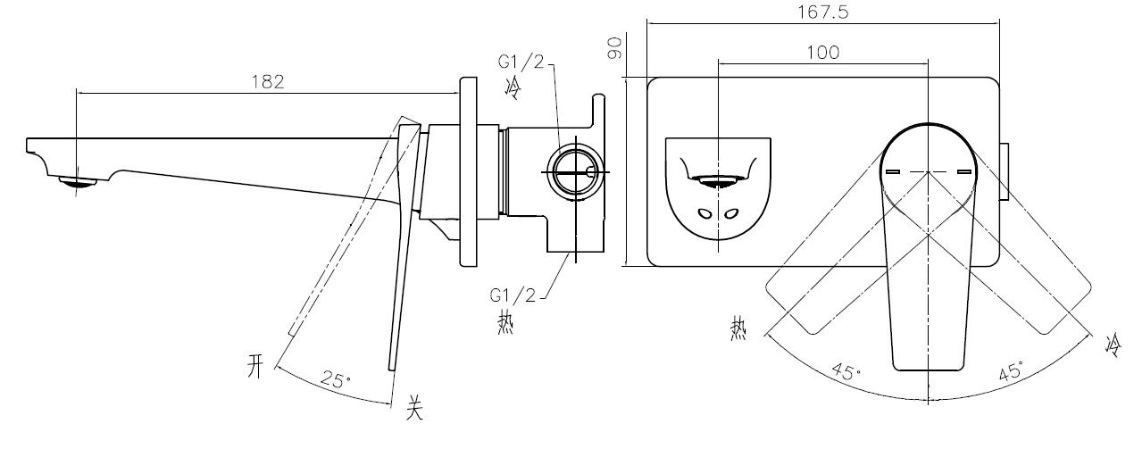 P32303-456/DBC Vòi Chậu Nóng Lạnh Gắn Tường - Ảnh 2