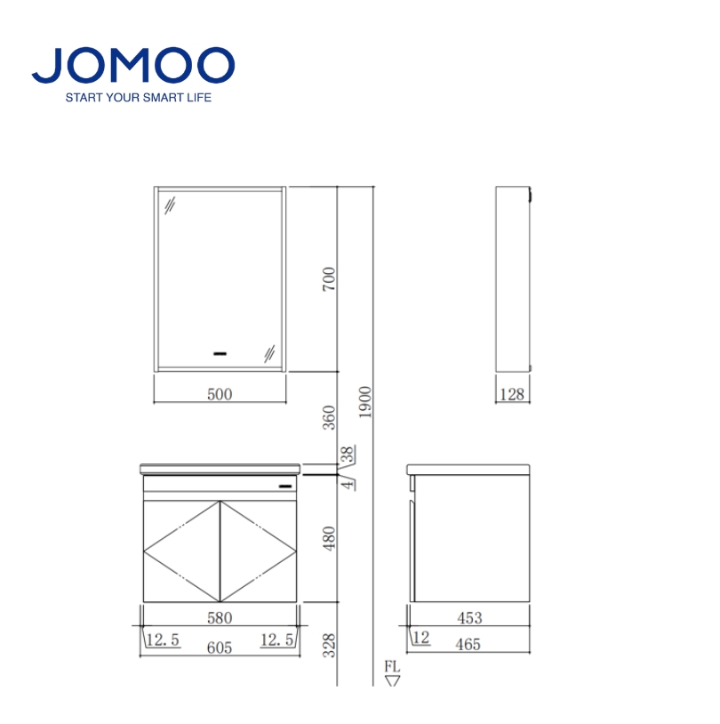 XA2021-129F Tủ Chậu Treo Tường JOMOO - Ảnh 2
