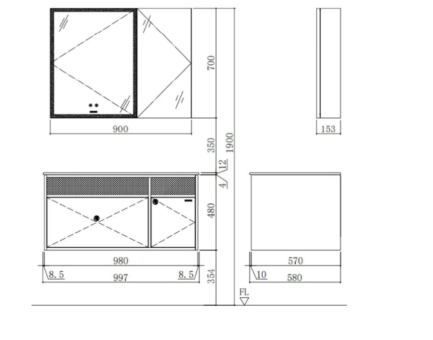 A2502-16CE Tủ Chậu Treo Tường JOMOO - Ảnh 2